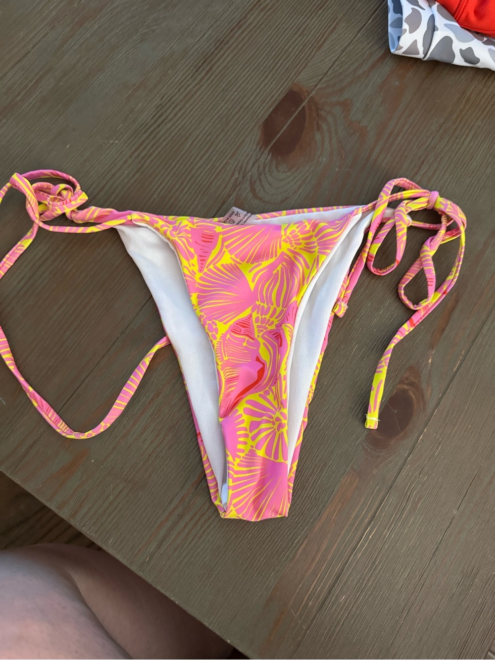 Women’s Pink & Yellow Floral Tie-Side Swim Bottoms
